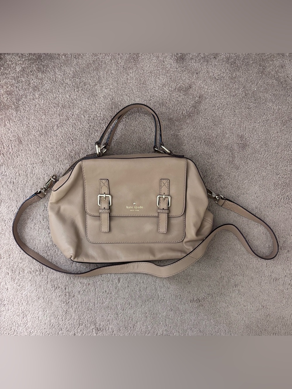 kate spade Taupe Leather Satchel Bag with Strap
